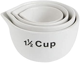 Creative Co-Op White Stoneware Measuring Cups (Set of 4 Sizes)