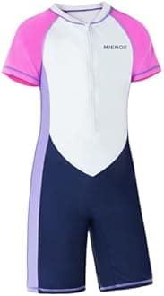 MIENOE Teen Girls One Piece Swimsuit Kid Swimsuit Girls Water Sport Short Swimsuit UPF 50+ Sun Protection Bathing Suits