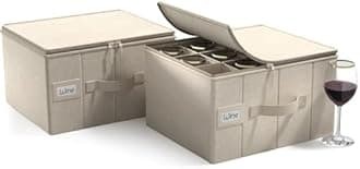 Sorbus Stemware Storage Cases Hard Shell, Wine Glass Storage Box Case with Dividers and Handle - China Storage Containers Holds 12 Crystal Glassware, Red White Wine Glasses, Champagne Flutes, Goblets