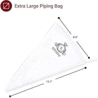 KITCHTIC Reusable Single Piping Bag - Premium Design, Dishwasher Safe - Cotton, Black - Professional Dressing Bag with E-Book Tips