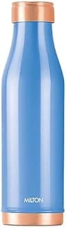 MILTON Copper Charge Water Bottle, 930 ml, Blue | Lacquer Coating, Curved Bottle | Diwali | Festive | Gifting | Yoga | Home | Kitchen | Vedic