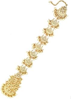 Karatcart Handcrafted Gold Plated Pearl & Kundan Studded Bridal Wedding Hair Braid Choti For Women