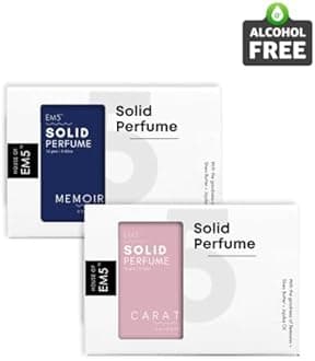 Em5™ Memoir & Carat Solid Perfumes Pack of 2 Alcohol Free Cologne for Men & Women Non-Greasy Perfume Wax Strong & Lasting Fragrance