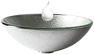 chicstyleme 30cm Basin Glass Countertop Basin Cloakroom Wash Basin Mini Hand Made Basin Vessels Sink Bathroom Wash Basin Round Basin Tempered Glass Basin