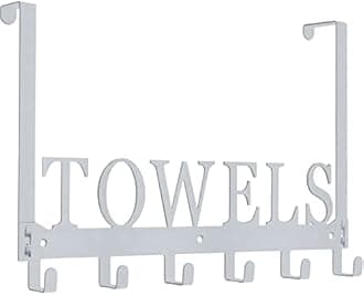 Over The Door Hooks, Towel Rack for Bathroom, Door Mount Towel Hooks Bath Towel Hanger for Bedroom Kitchen Pool Beach Towels Bathrobe Wall Mount Towel Holder for Bathrooms (6 Hooks, Silver Grey)