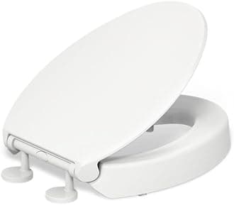 Hyten Elevated Quiet-Close Elongated Toilet seat, White