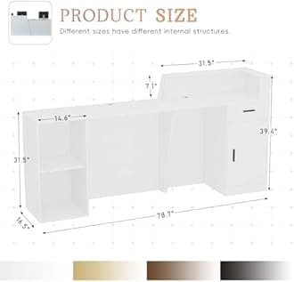Retail Reception Desk with Storage, Modern Checkout Counter for Store, Anti-Scratch Front Desk for Salon, Boutique, Cafe – Easy Assembly I 78.7" × 16.5" × 39.4"