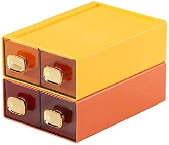 Office Desk Organiser Drawers, Stackable Desktop Storage Drawer, Plastic A4 Drawer Organiser, Stationery Storage Unit, Letter Box, Countertop Tabletop Toiletry Storage Drawers, 4 Small OG&YE