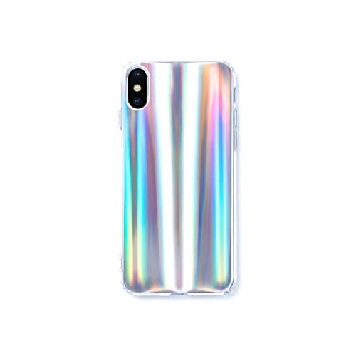 HolaStar for iPhone X Unique Simple Case Psychedelic Glitter Holographic Colorful Rainbow Effect Soft TPU Cover for iPhone 10 with Luxury Iridescent Pattern and Clear Edge Look