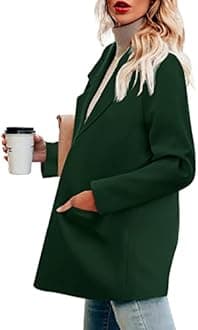 CRAZY GRID Womens Casual Blazer Jacket Long Sleeve Open Front Work Office Blazer Lapel Button Jacket