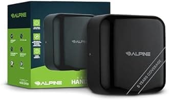 Alpine Industries Hemlock 自動ハンドドライヤー - 高耐久ステンレススチール | 1800ワット | 110-120ボルト (ブラック)