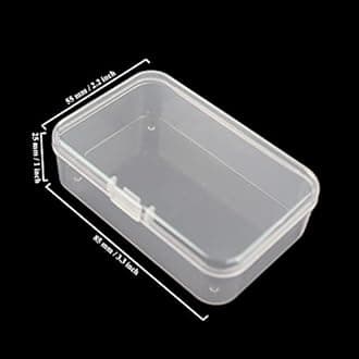 LJY 28 PCS Rectangle Empty Mini Clear Plastic Organizer Storage Box Container with Hinged Lid (3.3 x 2.2 x 1 inch, Pink)