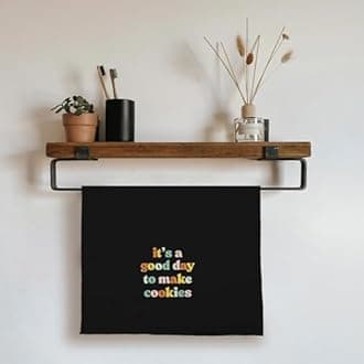 Baking & Cooking Towels, Tea Towels for Bakers & Cooks, Gifts for Cookie Lovers, 16x24 Black