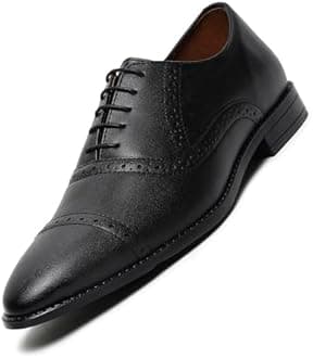 LOUIS STITCH Men's Formal Lace-up Oxford Shoes for Men | PU Leather, Solid Design | Ideal for Formal, Business Casual, and Parties (LSRG_OX)
