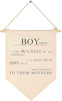 Boy the Wildest of All Animals,A Noise With Dirt On It -Canvas Hanging Flag Banner Wall Sign Decor Gift for Baby Kids Nursery Teen Room Front Door - Boy's Pronunciation and Definition Meaning