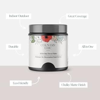 Country Chic Paint Country Chic All-in-One Chalk Paint for Furniture, Cabinets, Home Decor, Eco-Friendly, Matte Finish, Built-In Primer Top Coat for Wood, Metal - Liquorice (Black) - Quart 32 oz (950 ml).