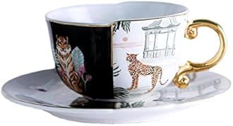 Coffee Cups, Cup,12 People -, Ceramic Tea Cup with Handle, Afternoon Tea Coffee，Stoneware Cups,– Birthday Present，for Work, Leisure（36 Piece Cup, Plate Spoon） Qt25