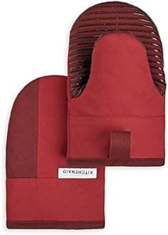 KitchenAid Kitchen Aid Beacon Mini Oven Mitt Set, 5.5"x8", Passion Red/Bordeaux