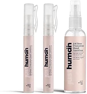 JustHuman 24 Hour Protection Hand Sanitizer Spray- 99.99% Effective Against Germs -70% Alcohol, Made With Usa Technology, Instant Germ-Free Protection, (Back To School Combo, Pack Of 3)