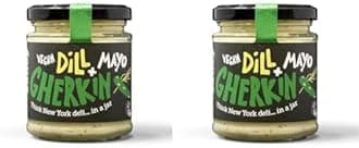BeSaucy - Dill & Gherkin Mayonnaise, Works Great as a Spread, Dip and Stirred Through Mash or Partnered with Pasta and Pizza Crusts, Produced in the UK & Vegan Friendly, 180g Glass Jar (Pack of 2)