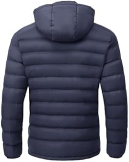 TBMPOY Men's Lightweight Puffer Jackets Detachable Hood Water-Resistant Casual Winter Coat Hooded Insulated for Travel Ski