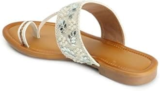 KKF Footwear Women's Fancy Kolhapuri Flats Stylish Slip-On Chappal Sandals for Girls & Ladies | Sizes 3-8