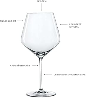 Spiegelau Style Burgundy Wine Glasses - (Set of 4, Clear Crystal)