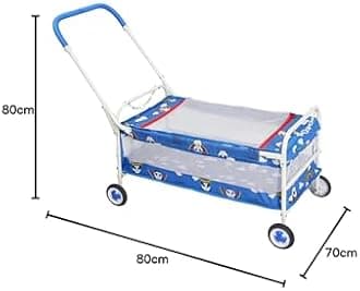 BABYBLESSING Baby Cradle 4 Wheel (Hood) | Colour - Blue, Iron
