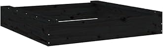 'vidaXL Black Outdoor Sandpit with Seats for Kids, Solid Pinewood Sandbox for Hand-Eye Coordination and Creative Play, Perfect for Garden and Outdoor Use