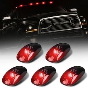 5X Red LED Cab Lights Smoked Cab Roof Running Top Marker Light Compatible for Ram 1500 2500 3500 4500 5500 2003-2018 Pickup Trucks