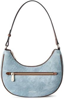 BOSTANTEN Small Crescent Shoulder Bag for Women Vegan Leather Purses Cute Handbag with Front Zip Pocket