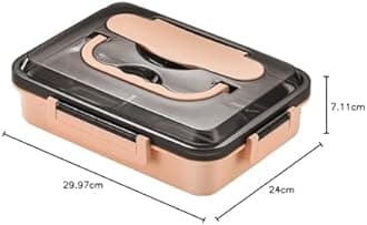 AIYoo 304 Stainless Steel Bento Lunch Boxes for Adults, 5 Sections Rectangular Divided Plates Tray Pink Reusable dinner Plate with Lid and Buckled for Adults Portion Control