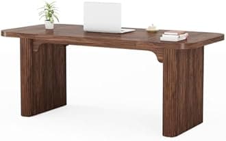 Tribesigns 62-Inch Rectangular Executive Computer Desk Large Modern Wood Writing Table with Double Pedestal for Home Office, Easy to Assemble, Chair Not Included (Brown)