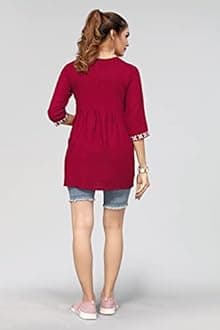 Bee M Pee Designer Short Kurti Tops for Jeans for Women I Chikankari Rayon Cotton Long Kurta Kurti for Women I Stylish wear Kurti top for Girls