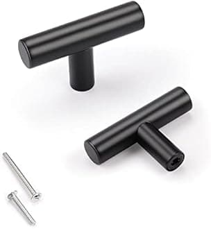 KNOBWELL 6 Pack Single Hole 2" Stainless Steel Cabinet Knobs, Matte Black Drawer Pulls Drawer Knobs, Cabinet Knobs and Pulls