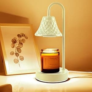 Electric Candle Warmer Lamp with Timer: Dimmable Candles Light with 2 Bulbs for Home Decor - Scented Wax Melt Warmers (White)