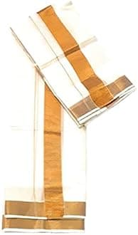 Padmavathy's Traditional Kerala cotton kasavu set mundu for women Ethnic wear 2 mts mundu 2.5 mts neriyathu