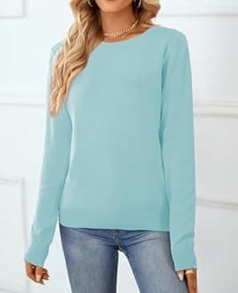 QUALFORT Women's Sweater 100% Cotton Long Sleeve Pullover Sweater Soft Lightweight Knit Tops 2026