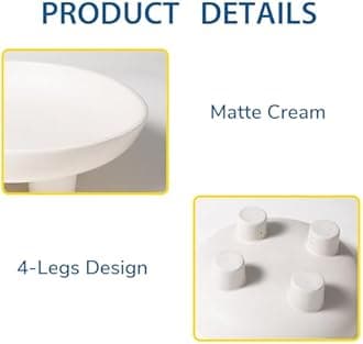 Ceramic Fruit Bowl for Kitchen Counter, 10" Large Decorative Bowl for Home Decor, Modern Pedestal Bowl with Four-Legs, Fruit Holder for Breads and Vegetable, Matte Cream