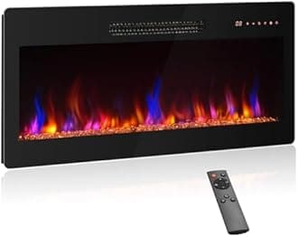 BELLEZE 36" Electric Fireplace Heater, 1400 W Recessed & Wall Mounted Electric Fireplace with Remote Control, Heater with Adjustable Flame Color and Brightness, Timer, Touch Screen