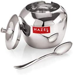 - HAZEL Stainless Steel Oil and Ghee Container With Spoon for Kitchen | 260 ml Capacity Multipurpose Oil Container