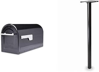 Architectural Mailboxes Boulder Mailbox and Pacifica Post Bundle, Black