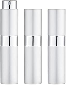 LISAPACK 8ML Atomizer Perfume Spray Bottle for Travel (3 PCS) Empty Cologne Dispenser, Portable Sprayer (Silver)