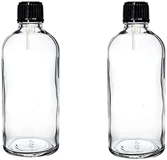 PHARCOS 100ml Transparent Glass Bottles with Black Cap & Euro Dropper Plug Refillable Leak-Proof Bottles for Essential Oils, DIY Blends, Perfume & Aromatherapy Use pack of 1