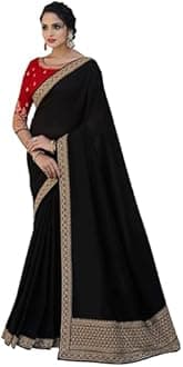 DRAVINAM Trends Women's Embroidered Silk saree with Unstitched Embroidered Blouse Piece