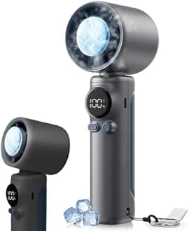 Zabapure Handheld Cooling Fan, Cooling Plate, Handheld Fan, 1-100 Levels of Air Flow Adjustment & 1 Second Cooling Sensation, Ultra Fast Motor, Powerful Blowing, 7 Blades, USB Rechargeable, 5,000 mAH