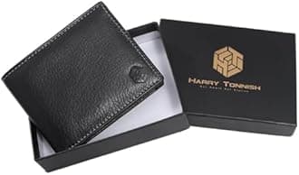 Men's Premium Leather Bi-Fold Wallet | Stylish & Durable | Compact & Lightweight for Everyday Use | Gift for Men (with 6 Month Warranty)- Black