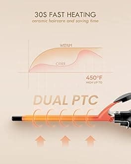 Small Curling Iron 3/8 Inch Barrel, Small Curling Wand for Short Hair, 9mm Fine Curling Iron Ceramic Tourmaline
