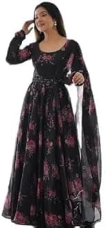 Beautiful Ledies Stylish Fancy Trendy Printed Poly Georgette Maxi Flared Gown for Women for Party Wedding Festival Functions