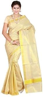 YETTALAN® Womens Kerala Traditional Tissue Saree with Running Blouse Piece